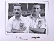 NAT LOFTHOUSE OBE & TOM FINNEY SIGNED PHOTO GREAT SIGNED PRINT CLEARANCE SALE