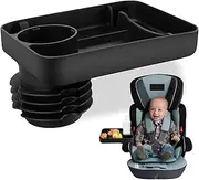Car Seat Snack Tray for Kids With Cup Holder - Silicone Portable Travel Tray for Toddler Carseat