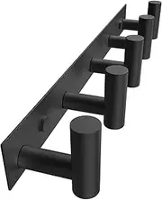 Coat Hooks Wall Mounted, Coat Rack Wall Mount Shelf with Hooks, Coat Hook for Entryway, Mudroom, Bedroom, 5 Hooks for Hats, Robes, Bags, Keys, Towels, Bathroom Towel Hanger Organizer (Black-1Pack)
