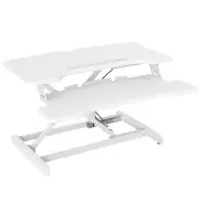 FORTIA Desk Riser 77cm Wide Adjustable Sit to Stand for Dual Monitor, Keyboard, Laptop, White