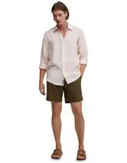 [Oxford] Fergus Pure Linen Shirt in Mango