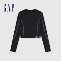 在飛比找momo購物網優惠-【GAP】女裝 Logo印花圓領長袖T恤 GapFit系列-