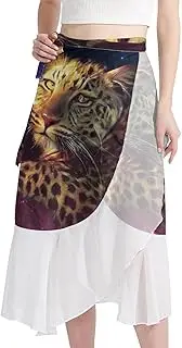 [KQNZT] Women Beach Sarongs, Sheer Cover Ups Chiffon, Bikini Wrap Skirt for Swimwear, Galaxy Green Palm Tree Leaves Tropical