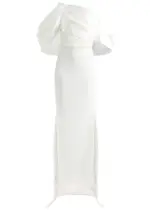 Solace London Raye Draped Satin and Crepe Gown - Cream - 12 (UK12 / M) 12 (UK12 / M)