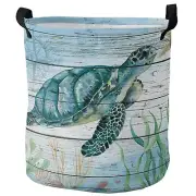 Sea Turtle Laundry Basket,Marine Theme Sealife Waterproof Collapsible Clothes...