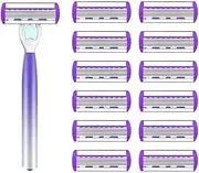 Shaver Women Razor Shaving Six Layer Shaver Reusable Razor Blade Multi Tool Head Change(1Shaver 12 Blades)