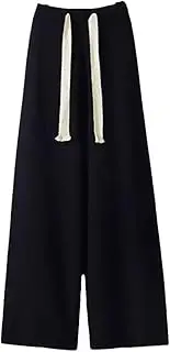 [Generic] Womens Outfit Korean Casual Feather Sequined Knitting Sweater Cardigan+Wide Leg Pants Sets