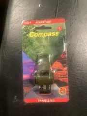 Super Whistle with Compass, Thermometer and Lanyard - Green - NEW IN PACKAGE