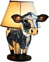 Perfk Animal Table Lamp USB Desk Light Statue Figurine Decor Cow Bedside Lamp, Ambient Light for Party Hallway Nursery Dining Table, S