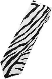 [Jacob Alexander] Boys' Prep Zebra Animal Print Black and White Neck Tie