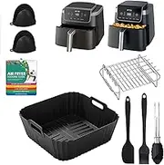 7pcs Air Fryer Accessories for Ninja Air Fryer Pro XL 6-in-1 - AF181 &AF141 6.5 QT Air Fryer, with brushes Clip Spatulas Baking trays Baking Needles Hand Clips,Recipes
