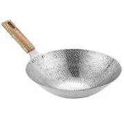 Cooking Wok Frying Pan Stainless Steel Wok Traditional Wok With Wooden Handle