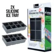 2Pcs Au Ice Cube Silicone Trays 5cm Cubes Flexible Easy Release 21cm NEW