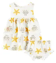 [Fabula] Fábula Baby printed cotton-blend dress and bloomers set M 12 white