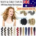 Light Blonde Invisible Tape In Curly & Wavy 100% Remy Human Hair Extensions 3g/s