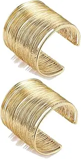 [FIRAZIO] 2-8 Pcs Cuff Bangle Bracelet for Women Open Wide Wire Bracelets Gold Wrist Cuff Wrap Bracelet Adjustable
