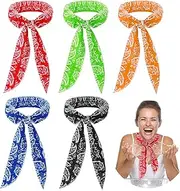 [Grevosea] 5 Pieces Cooling Neck Wraps, Ice Scarf Water Soaking Wraps for Neck Bandana Headband for Women Men, Hiking Camping Outdoor Hot Summer Indoor Outdoor
