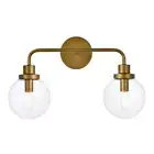 Living District Hanson 2-Light Metal Bath Sconce in Brass and Clear