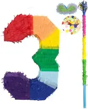 Number 3 Color Anniversary Birthday Pinata Fun Fiesta Game Party Decoration Kids