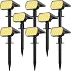 Solar Spot Lights Outdoor, [8 Pack/65 LED] 2-in-1 Solar 8 pack Warm White