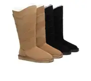EVERAU® Premium Australian Sheepskin Knee High Zipprt Boots Women Swanston 5 Panel