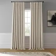 HPD Half Price Drapes Faux Linen Room Darkening Curtains - 120 Inches Long Luxury Linen Curtains for Bedroom & Living Room (1 Panel), 50W X 120L, Birch