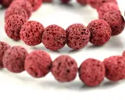 12MM RED VOLCANIC BASALTIC LAVA GEMSTONE CHERRY ROUND 12MM LOOSE BEADS 16inch
