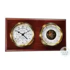 38cm Mahogany Nautical Weather Station With Quartz Time & Tide Clock & Barometer