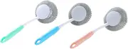 LOEFLIFA 3pcs Stainless Steel Scourers with Long Handle Durable Metal Scrubbing Pads for Easy Cleaning of Pots Pans Grills Baking Trays Convenient Hanging Design for Home Restaurant Use