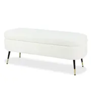 Bella 114cm Boucle Ottoman with Storage - Cream White