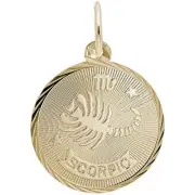 10kt Yellow Gold Rembrandt Charms Scorpio Constellation Disc Charm or Pendant