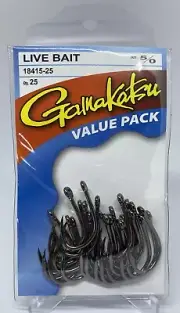 Gamakatsu Live Bait Fishing Hooks Size 5/0 - Value Pack of 25 Hooks