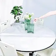 Round Clear Plastic Tablecloth 135cm, Transparent PVC Round Table Cover, Crystal Clear Table Cover Protector, for End Table/Night Stand, Coffee Table, Dining Room Table