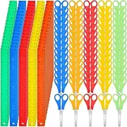 MotiMind 90sets School Supplies Bulk with Safety Blunt Tip Student Scissors 12 Inch Plastic Rulers Back to School Kit for Student Classroom Office
