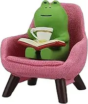 Miniature Frog Figurines,Animal Sculpture - Reading A Book Frog Figurines Frog Statues Animal Sculpture Decoration for Indoor
