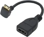 15CM Mini Hdmi 90 Degree Adapter Mini Hdmi Right Angle Male to HDMI Female Cable