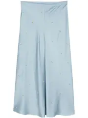 [Anna October] bead-detailed satined midi skirt S Blue