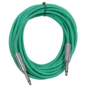 25 Foot Green TS to TS Patch Cable PA/DJ Cord 1/4 Inch TS Mono