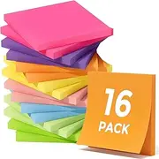 MaxGear Sticky Notes 3x3, 16 Pads Colorful Sticky Pads, Strong Adhesive Self-Stick Note Pads, Super Sticking Power Memo Pads, Leave Reminders Sticky Note on Smooth Surface, 60 Sheets/Pad