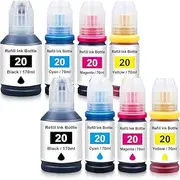 Mutikor Compatible GI20 Refill Ink Bottle Replacement for CAN GI20 Ink Combo Pack Work for CAN G5020 G6020 G7020 MegaTank Printer, GI-20 Black and Color (8-Pack, Black Cyan Magenta Yellow)