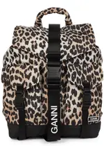 Ganni Leopard-print Nylon Backpack One Size