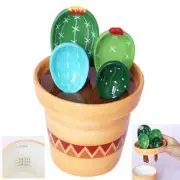 Cactus Measuring Spoons Set in Pot Ceramic Cute Measuring Cups and Spoons Uni...