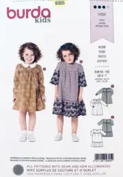 Burda Sewing Pattern 9305 | Burda Little Girls Gathered Dress Sizes 2 to 7 years