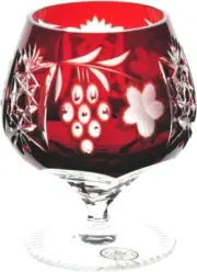 Ajka Marsala Ruby Red Cut to Clear Crystal Brandy Snifter Goblet Glass NIB
