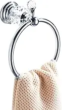 WOLIBEER Chrome Towel Ring, Crystal Hand Towel Holder Polished Bath Towel Bar Bling Bathroom Accessories Wall Mounted