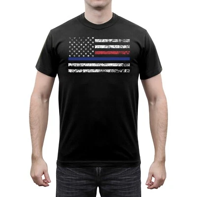 Men's Thin Blue Line & Thin Red Line T-Shirt - Fire Dept. & Law Support Tee