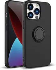 [ZUSLAB] iPhone 14 Pro Max Case Silicone Stand Magnetic Finger Ring Kickstand Bumper Protective Cover for Apple - Black
