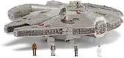 Star Wars Micro Galaxy Squadron Assault Class Millennium Falcon - 7-Inch Vehicle with 1-Inch Han Solo, Chewbacca, Princess Leia and OBI-Wan Kenobi Micro Figures, Multicolor
