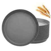 EI 18pcs Dark Grey Wheat Straw Plates Set,Unbreakable Deep Dinner