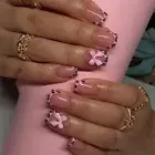 Leopard French Tip False Nails Lovely Bows Press On Nails Short False Nails